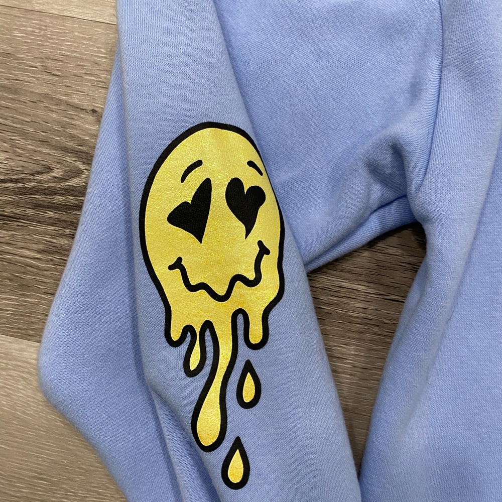 Sparkly glitter tattoo graphics hoodie Size: Large Color: Baby Blue  EUC - Picture 5 of 11